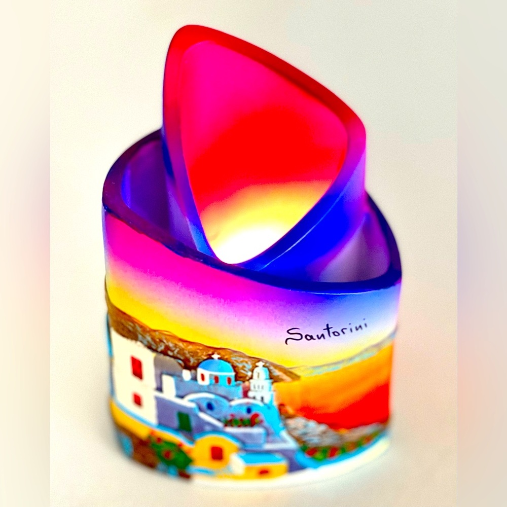 Santorini Candle-Holder Bright colored ceramiccandle holder Made in Greece 🇬🇷